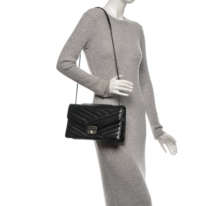 Chanel Shiny Goatskin Chevron Quilted Gabrielle Flap Black 2 of 7