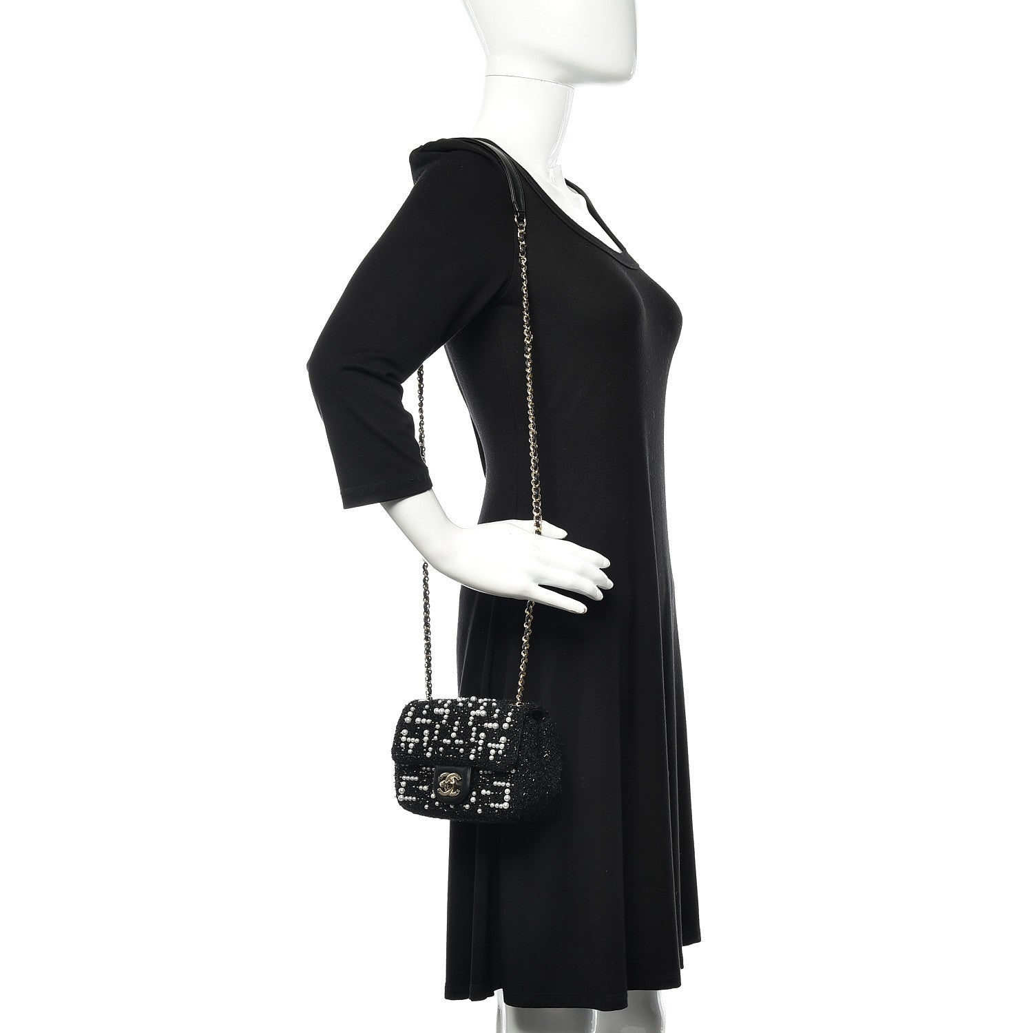 Chanel Tweed Pearl Mini Cosmos Flap Black 2 of 10