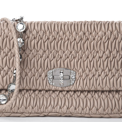 Miu Miu Nappa Matelasse Crystal Flap Clutch Cammeo 8 of 8