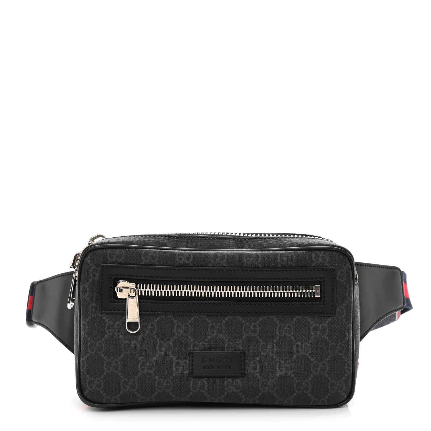 Gucci Soft GG Supreme Monogram Web Belt Bag Black Grey 1 of 9