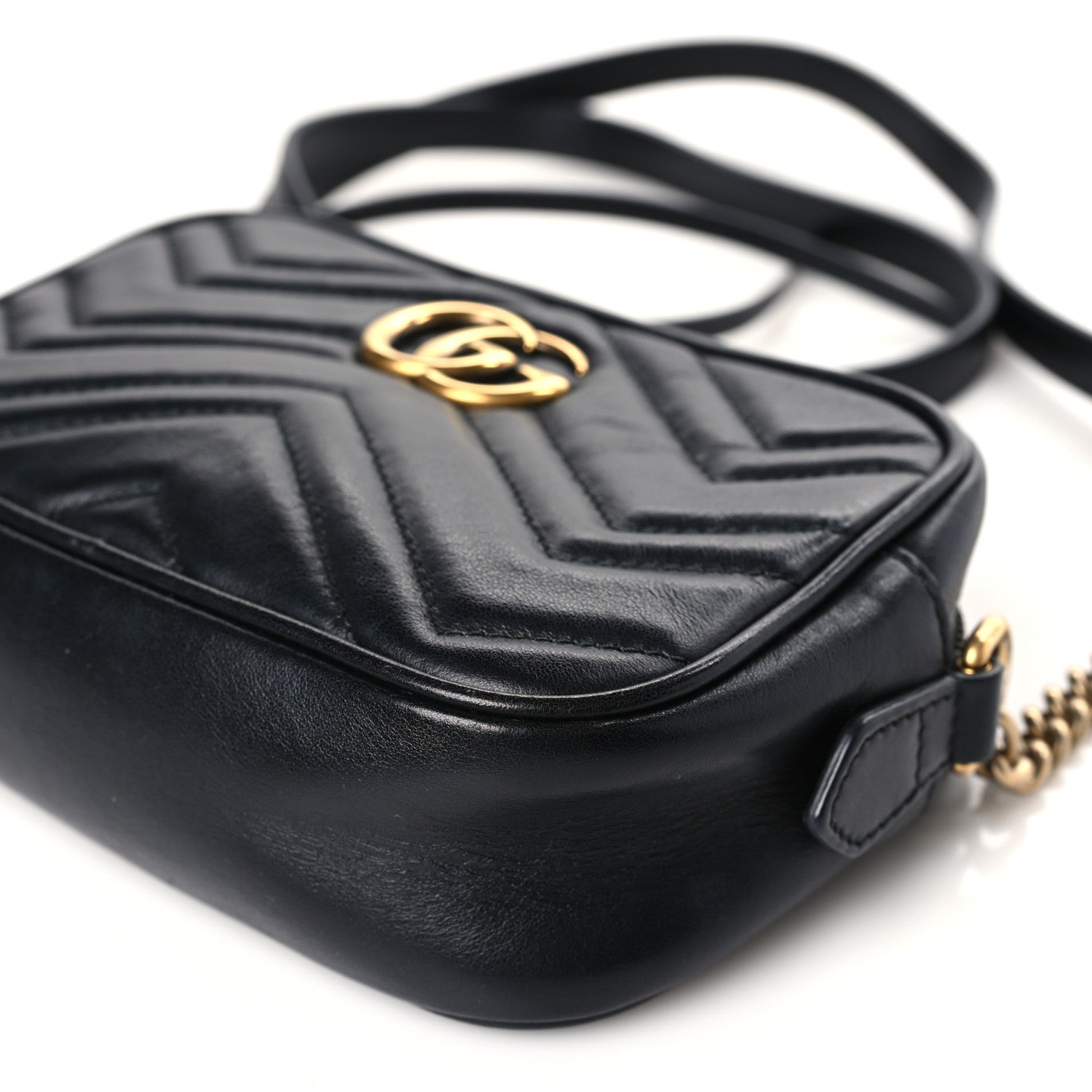 Gucci Calfskin Matelasse Mini GG Marmont Chain Shoulder Bag Black 8 of 8