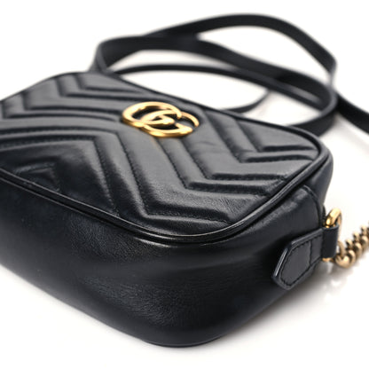 Gucci Calfskin Matelasse Mini GG Marmont Chain Shoulder Bag Black 8 of 8