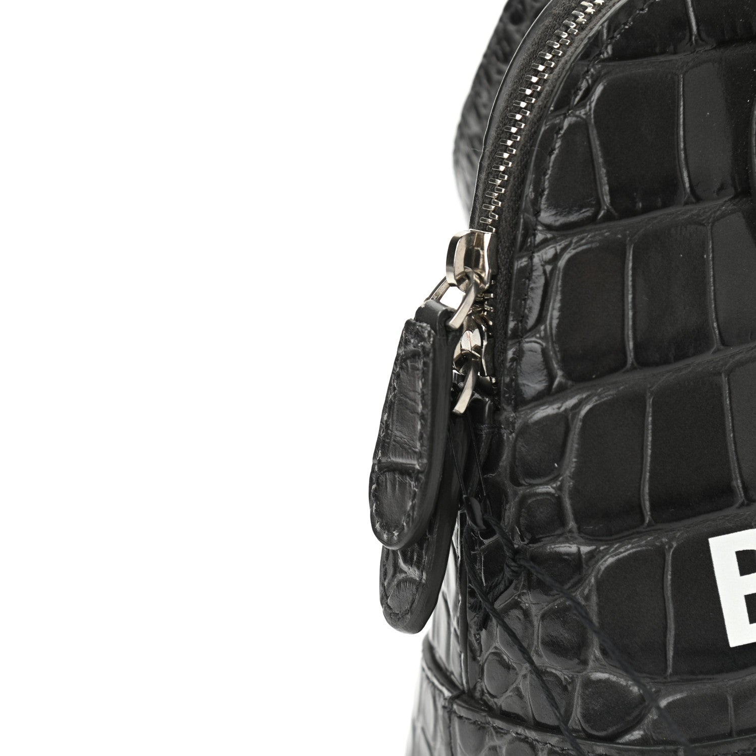 Balenciaga Shiny Calfskin Logo Crocodile Embossed XXS Ville Top Handle Bag Gray 13 of 13