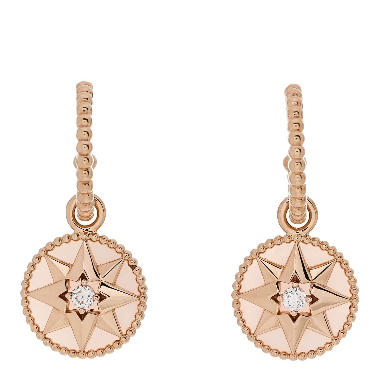Christian Dior 18K Rose Gold Diamond Pink Opal Rose Des Vents Drop