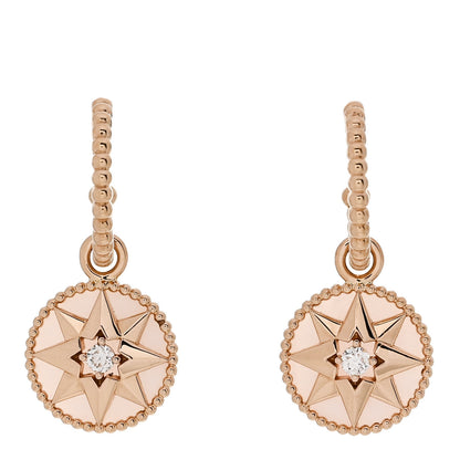 Christian Dior 18K Rose Gold Diamond Pink Opal Rose Des Vents Drop Earrings 1 of 4