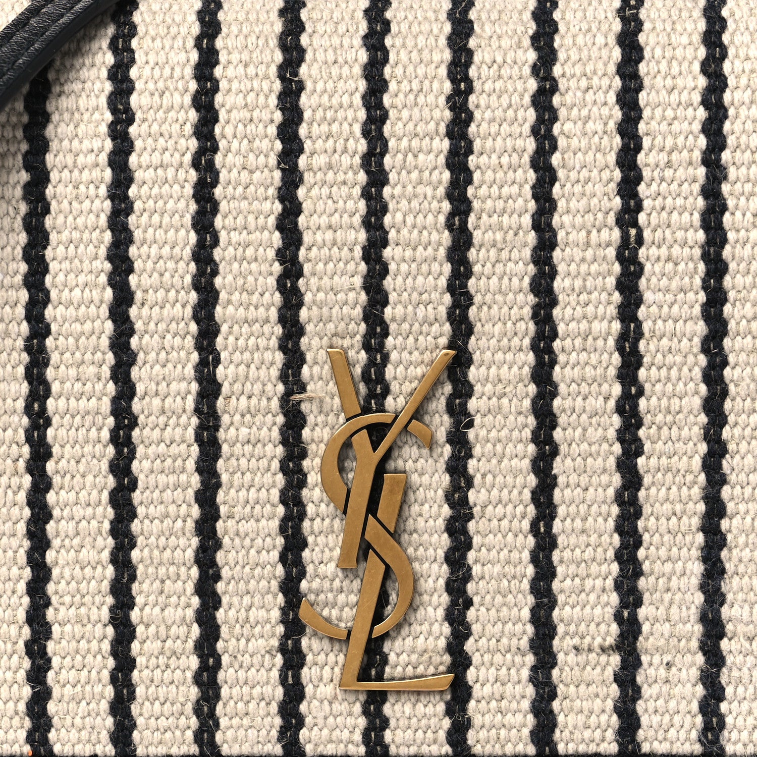 Saint Laurent Canvas Striped Phone Holder Crossbody Beige Black 8 of 10