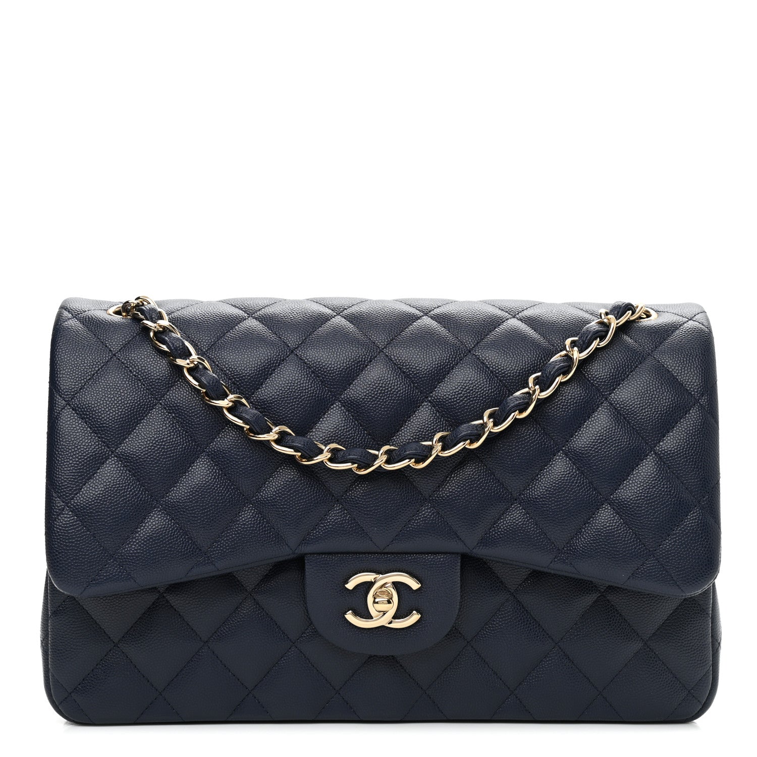 Chanel Caviar Quilted Jumbo Double Flap Navy Blue 1 of 9