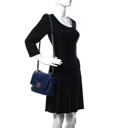 Chanel Goatskin Quilted Medium 19 Flap Dark Blue 2 of 12