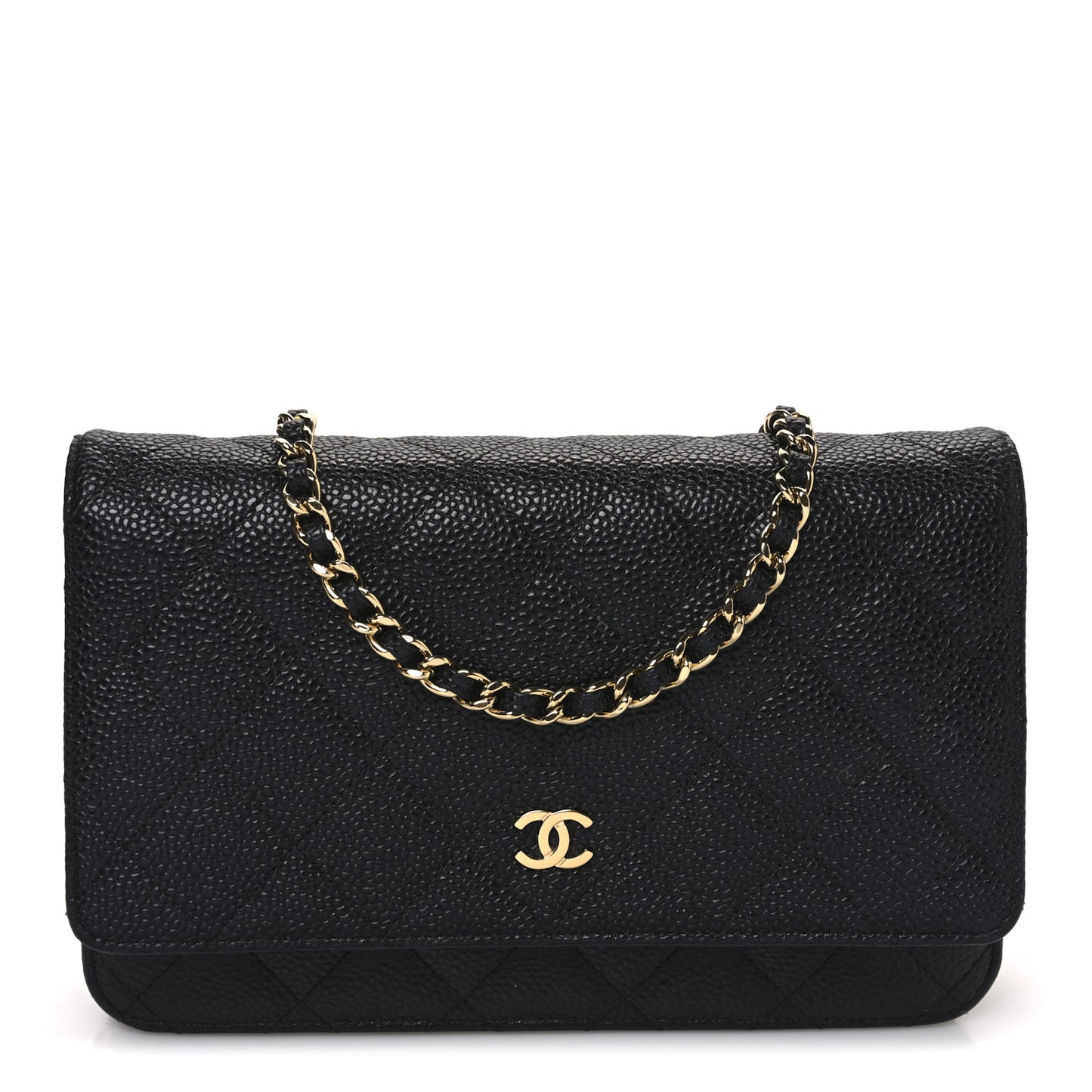 Caviar Quilted Wallet on Chain WOC Black