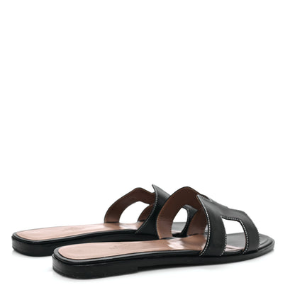 Hermes Box Calfskin Oran Sandals 39 Black 4 of 8