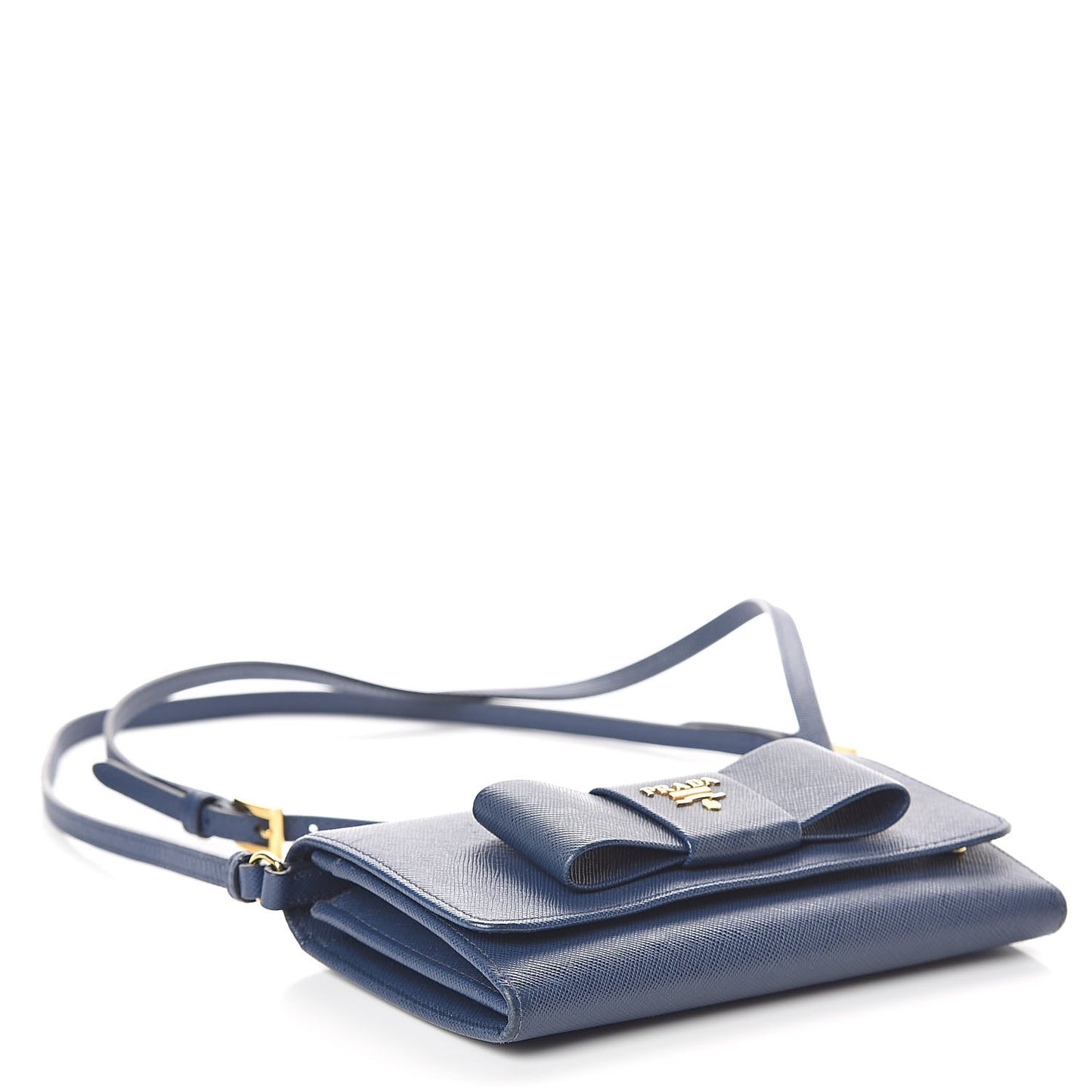 Saffiano Fiocco Bow Flap Wallet Bleuette
