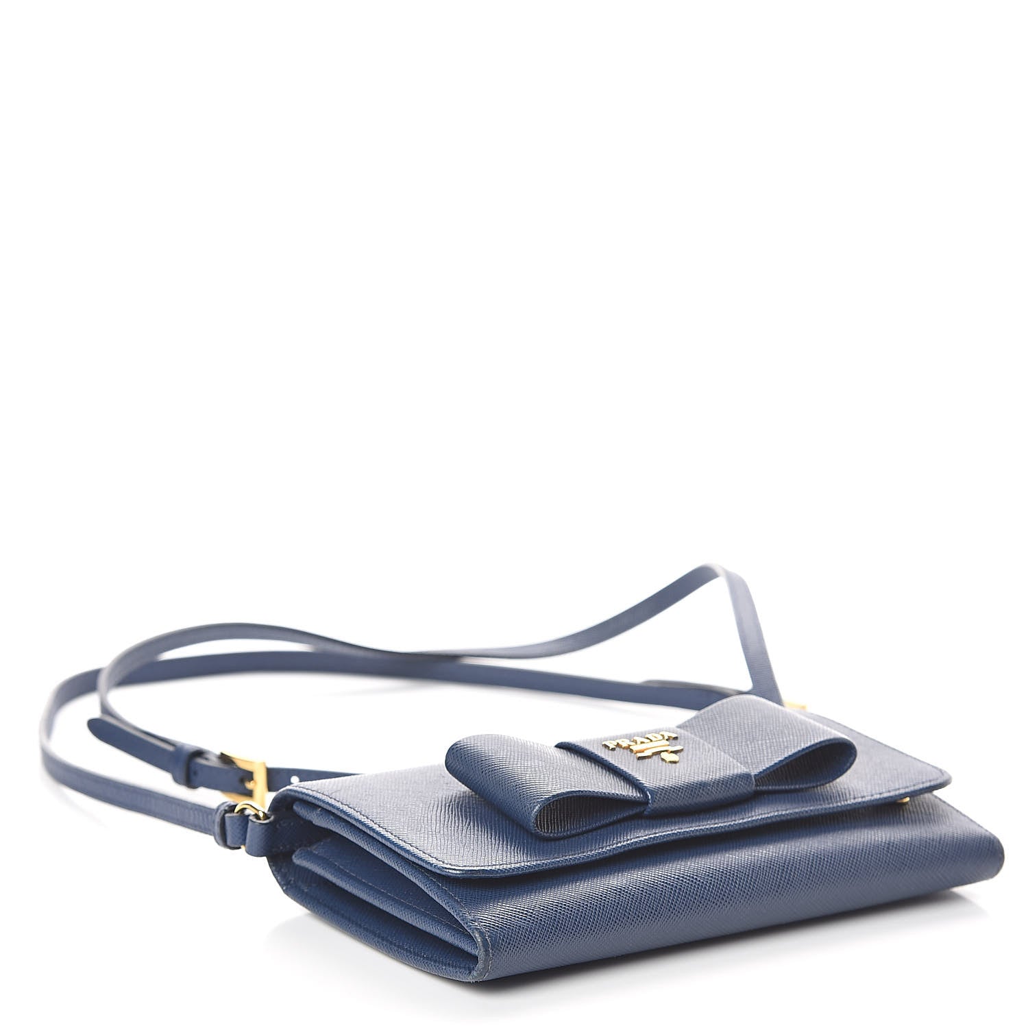 Prada Saffiano Fiocco Bow Flap Wallet Bleuette 4 of 8