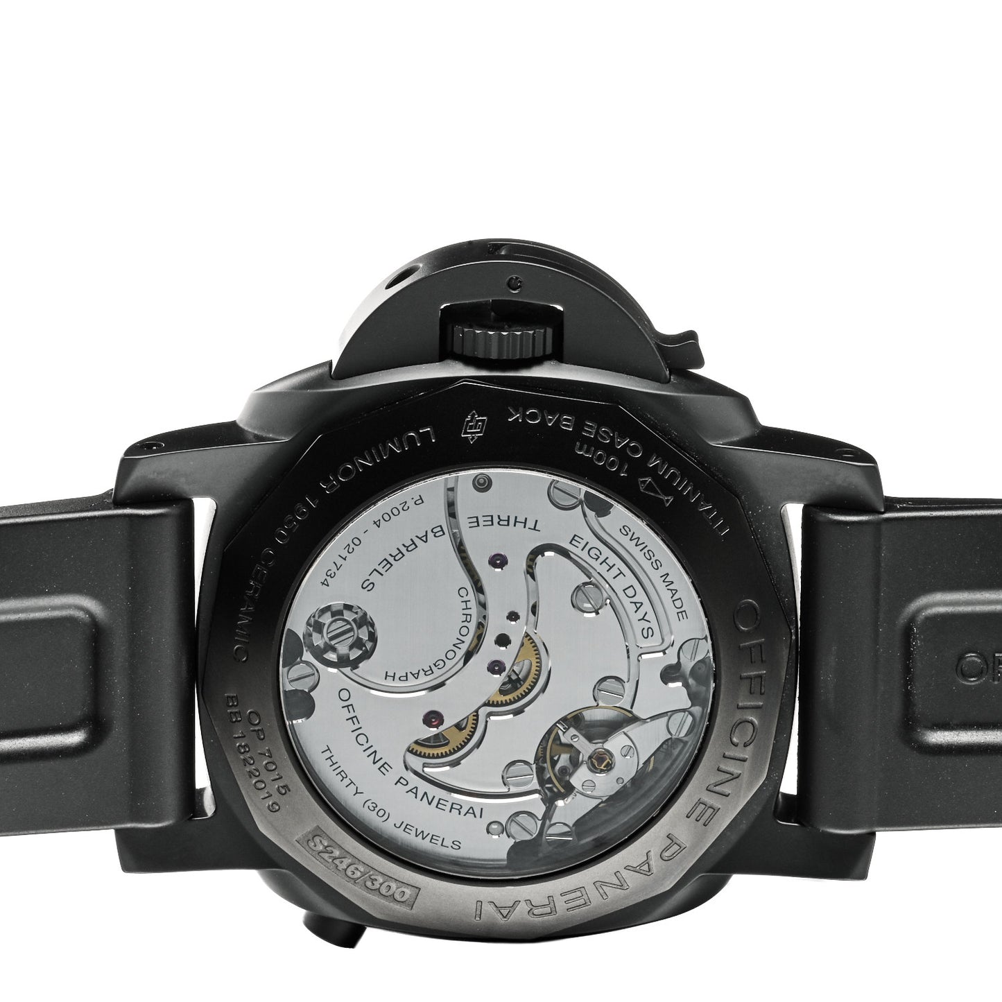 Black Ceramic Rubber 44mm Chrono Monopulsante 8 Days GMT Manual Winding Watch Black PAM00317