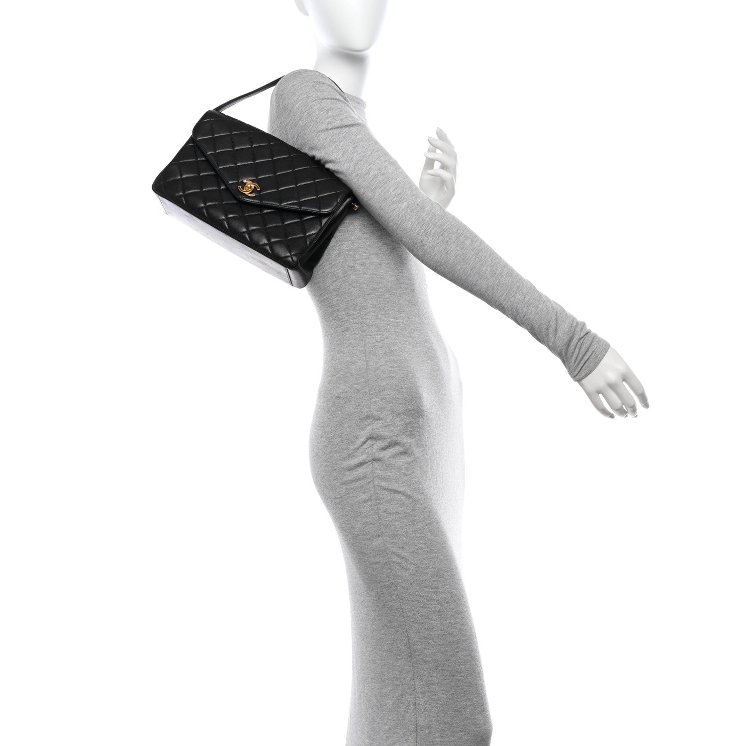 Chanel Lambskin Quilted CC Flap Shoulder Bag Black 2 of 13