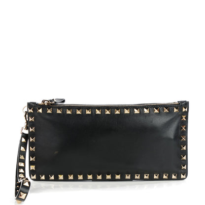 Valentino Garavani Vitello Rockstud Zip Wristlet Pouch Black 1 of 8