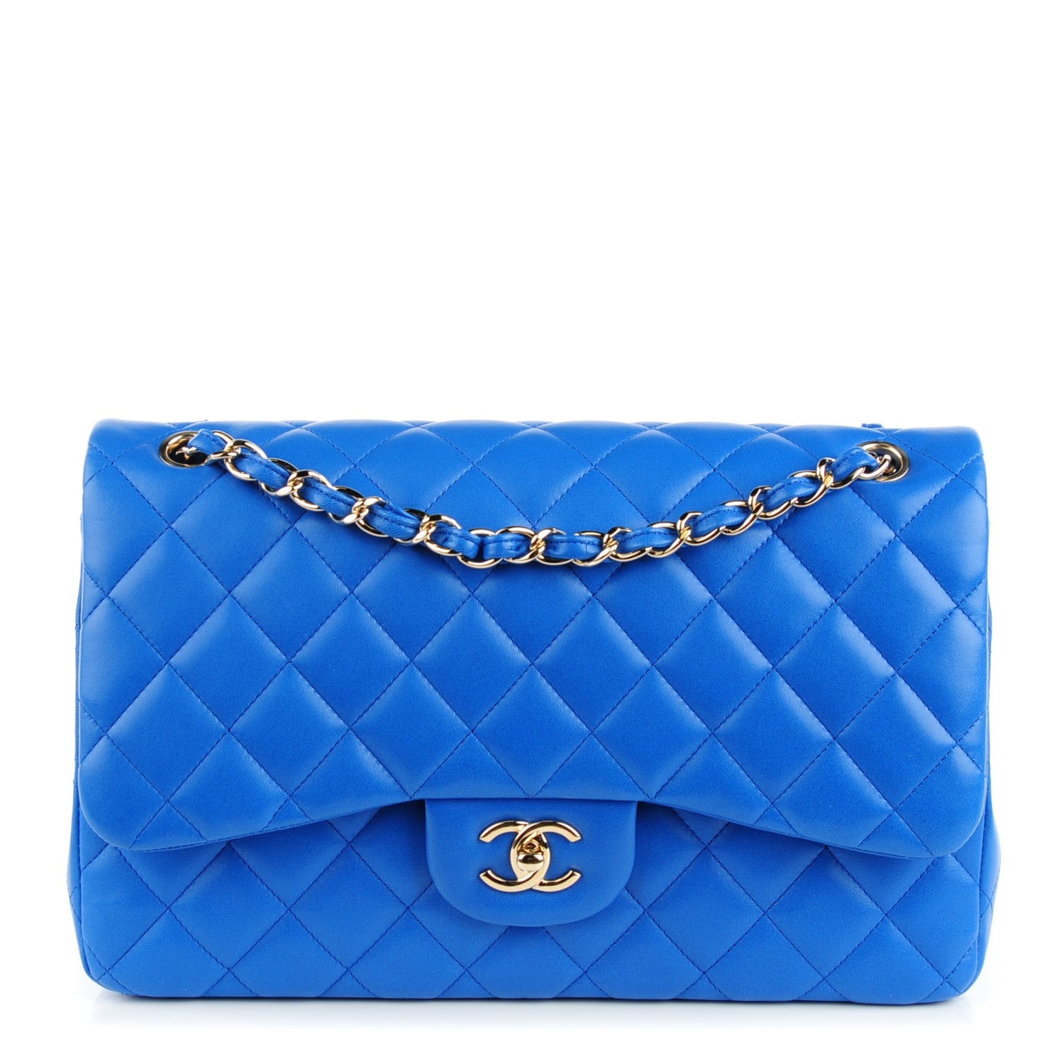Chanel Lambskin Quilted Jumbo Double Flap Blue 1 of 8