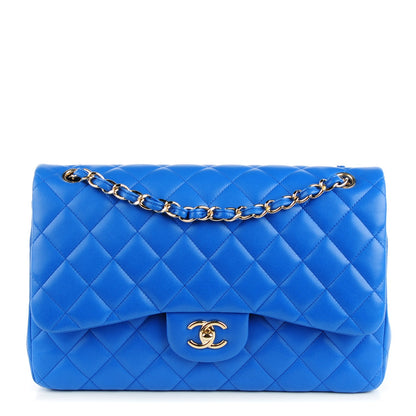 Chanel Lambskin Quilted Jumbo Double Flap Blue 1 of 8