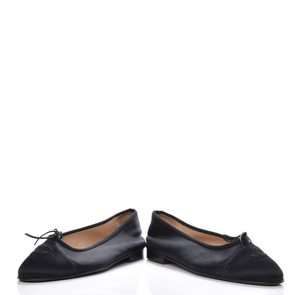 Chanel Satin Patent Cap Toe Ballerina Flats 39.5 Black 13 of 13