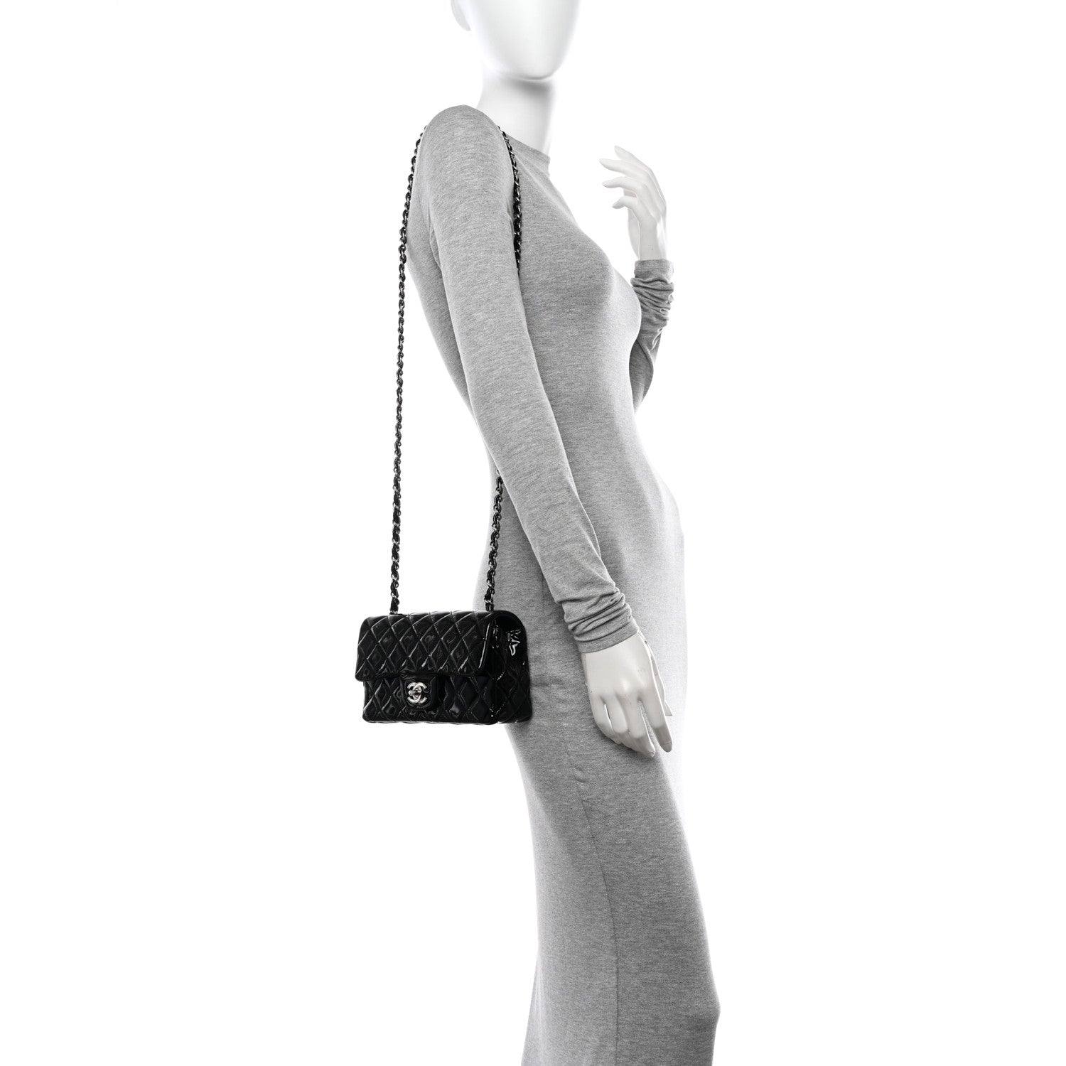 Chanel Patent Calfskin Quilted Mini Rectangular Flap Black 2 of 11