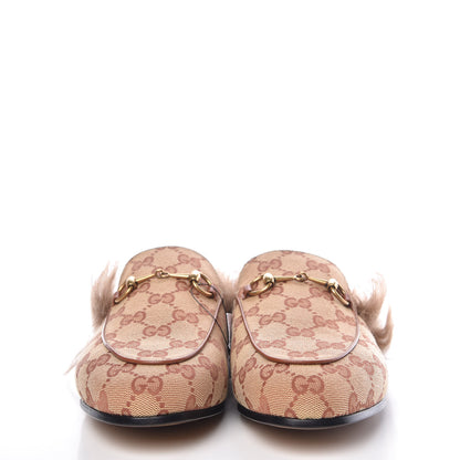 Gucci GG Monogram Fur Womens Princetown Slippers 39 Beige Ruggine Rust 2 of 8