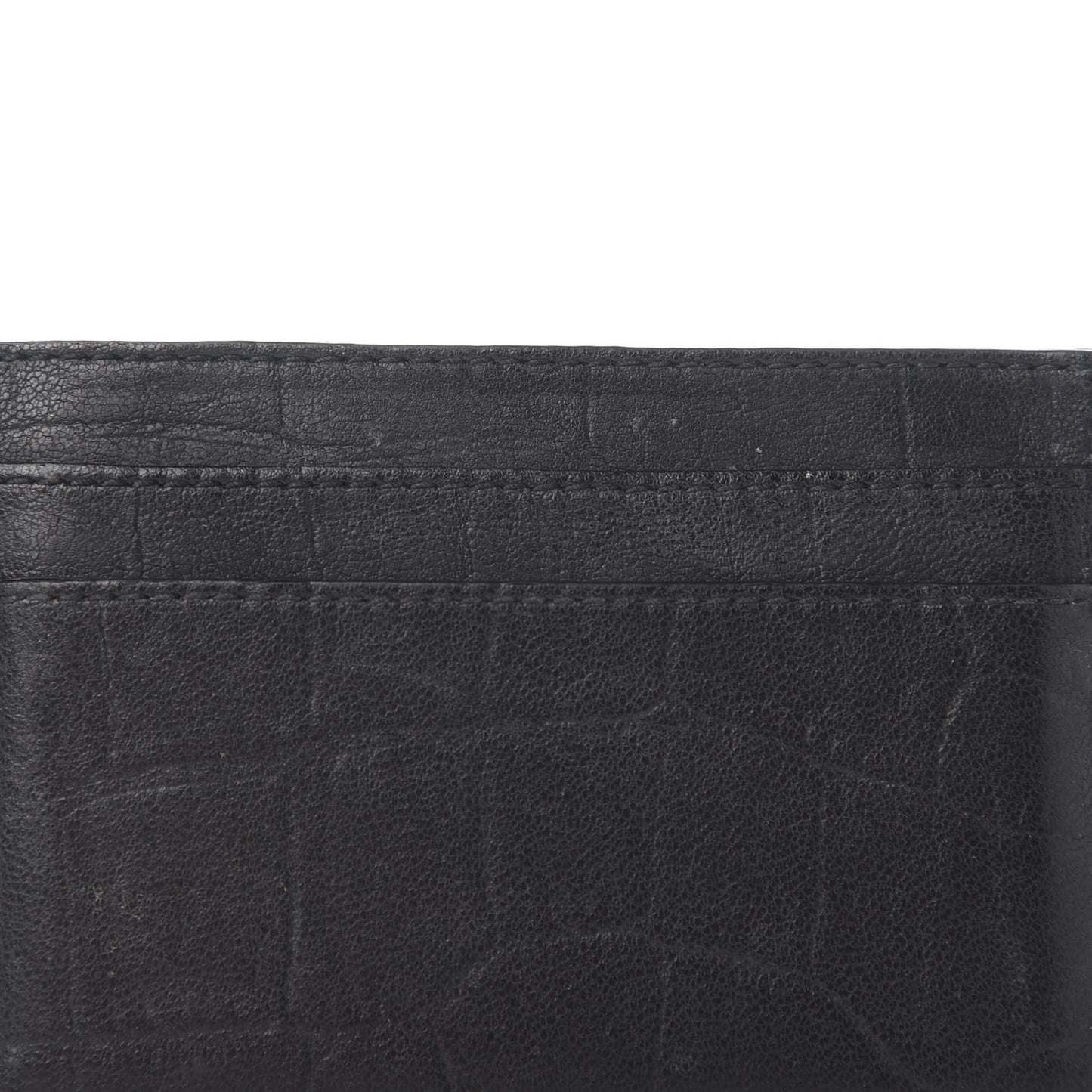 Calfskin Crocodile Embossed Monogram Credit Card Case Black