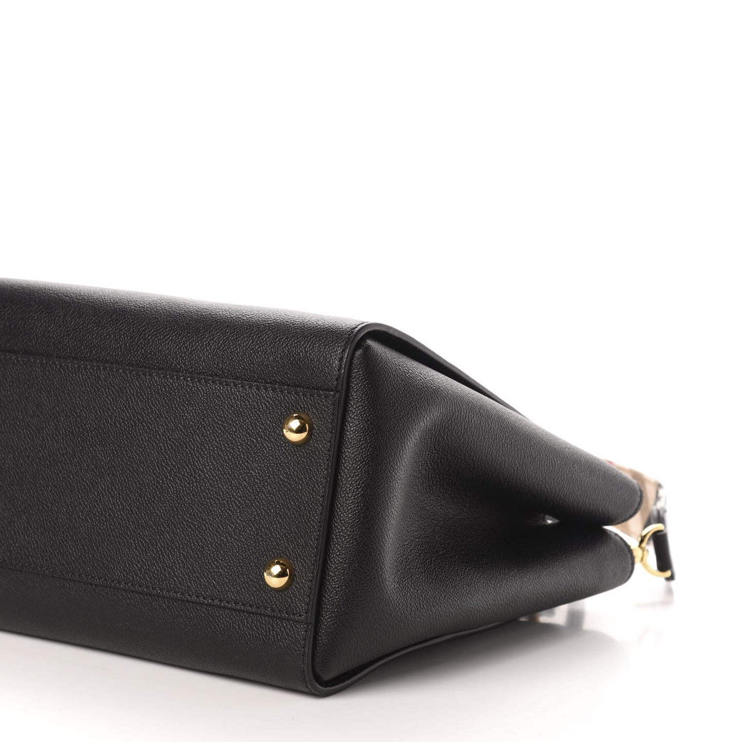 Soft Grain Calfskin Medium Buckle Tote Black