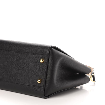 Burberry Soft Grain Calfskin Medium Buckle Tote Black 9 of 10