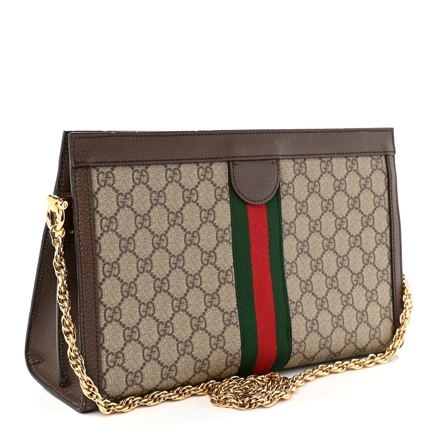 Gucci GG Supreme Monogram Web Medium Ophidia Chain Shoulder Bag Brown 3 of 12