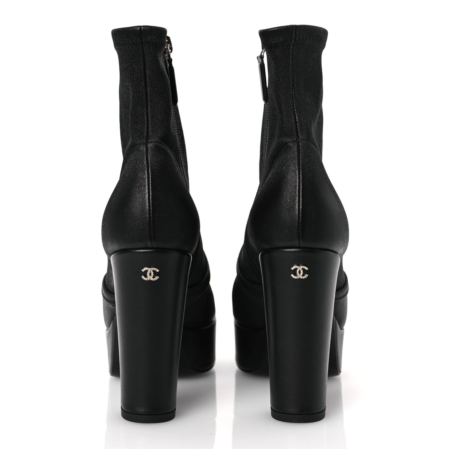 Lambskin Platform Short Boots 38 Black
