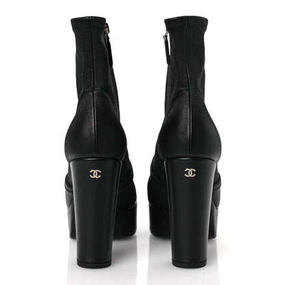 Chanel Lambskin Platform Short Boots 38 Black 6 of 14