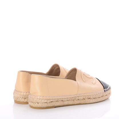 Chanel Lambskin CC Espadrilles 38 Beige Black 4 of 9
