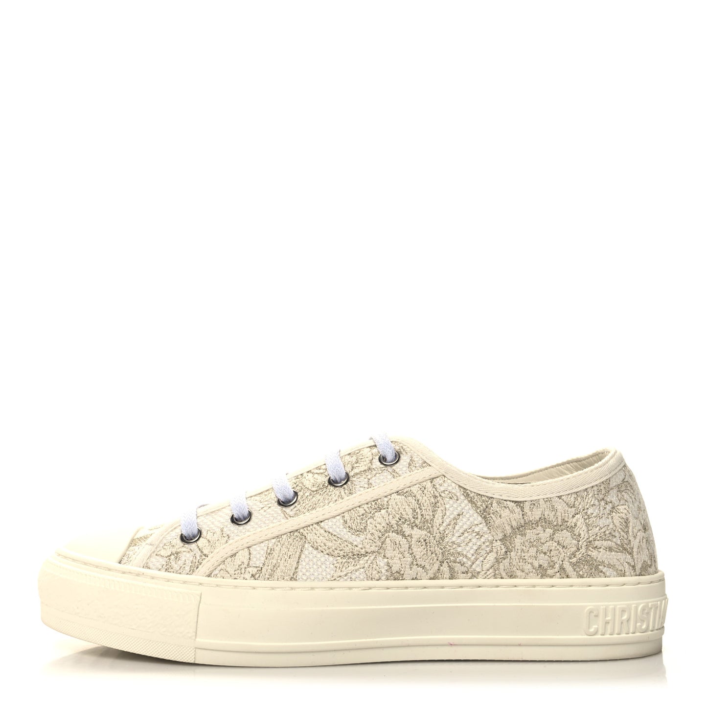 Canvas Embroidered Jardin D'Hiver Womens Walk'N'Dior Low Top Sneakers 39 White Gold