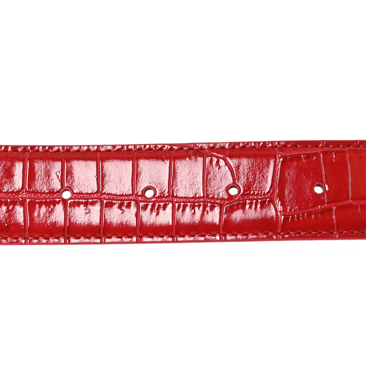 Crocodile Embossed Calfskin Belt 85 34  Red Gold