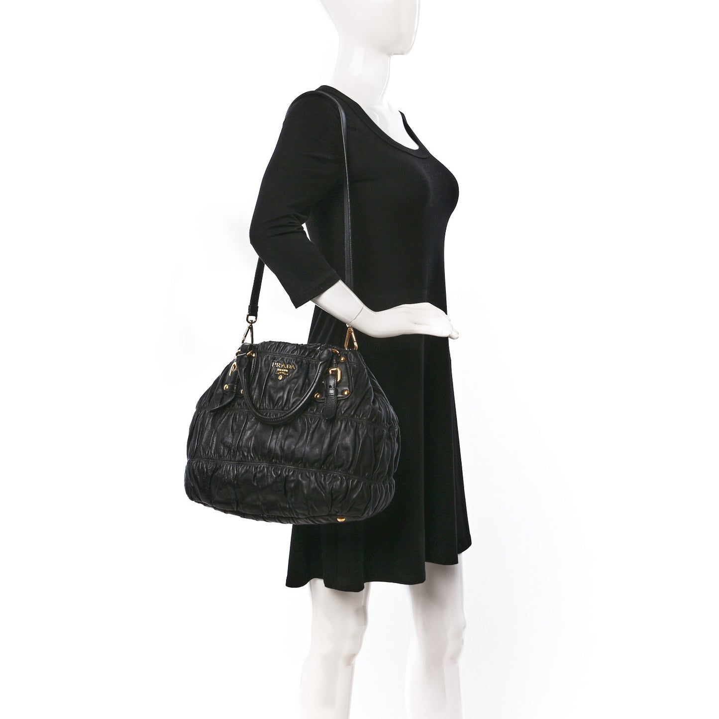 Nappa Gaufre Tote Black