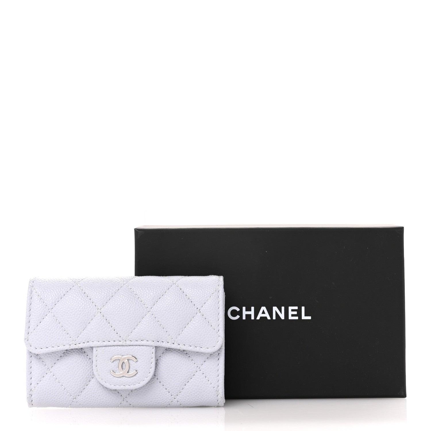 Chanel Caviar Quilted Flap Card Holder Wallet Light Blue 9 of 9