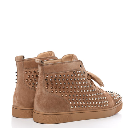 Christian Louboutin Veau Velours Mens Louis Spikes Flat Sneakers 46 Colombe 4 of 10