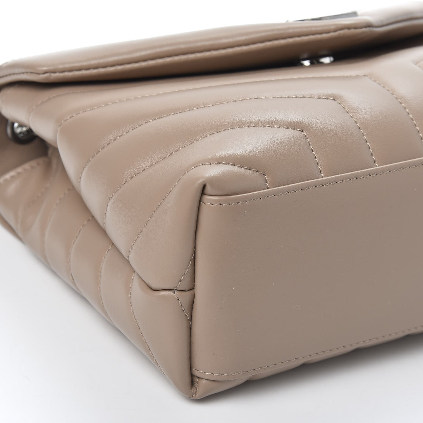 Calfskin Y Quilted Monogram Small Loulou Chain Satchel Dark Beige