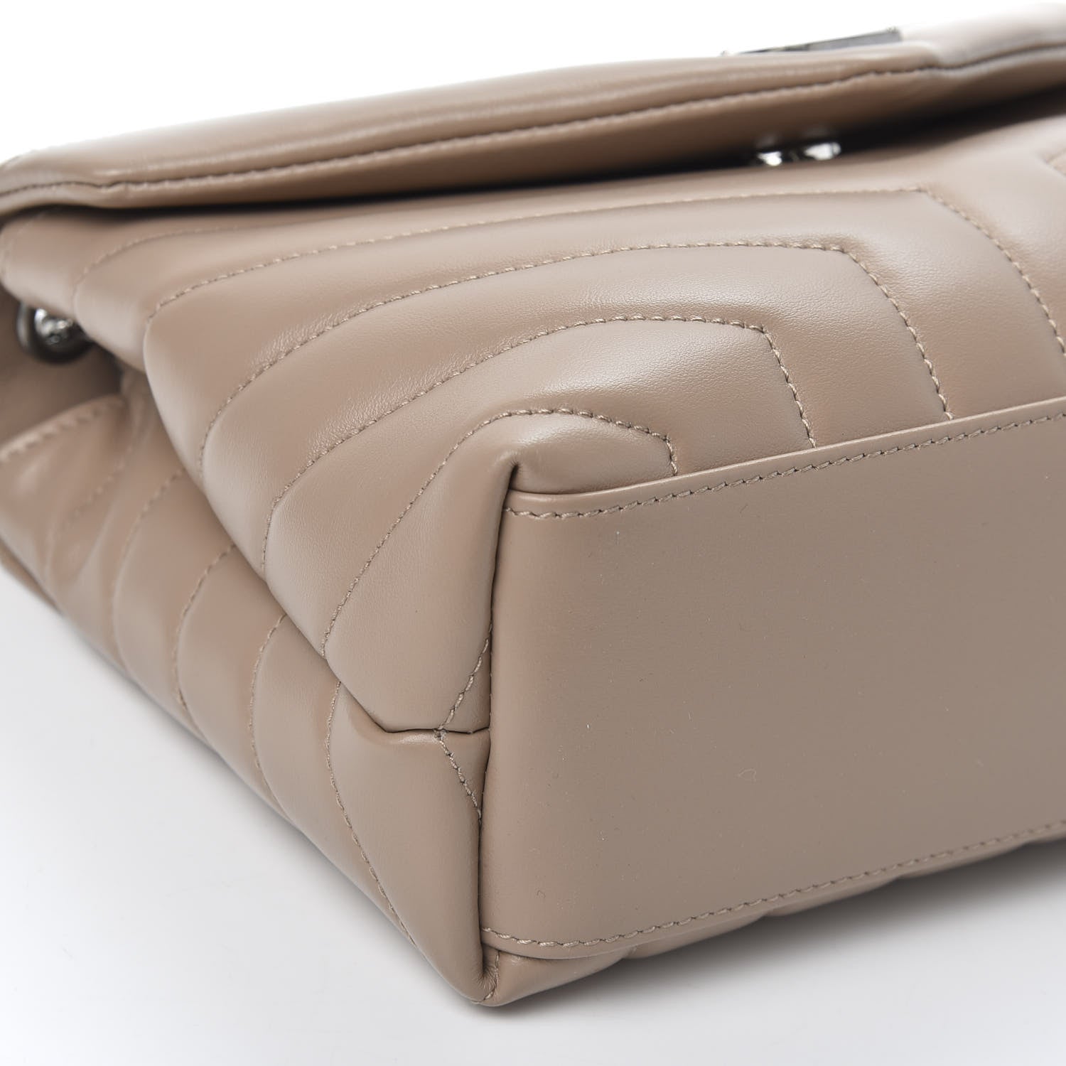 Saint Laurent Calfskin Y Quilted Monogram Small Loulou Chain Satchel Dark Beige 5 of 9