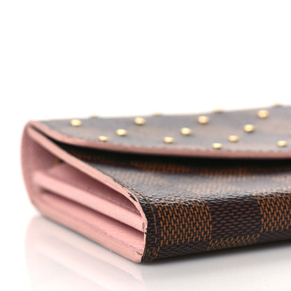 Louis Vuitton Damier Ebene Studded Sarah Wallet NM Rose Ballerine 7 of 8