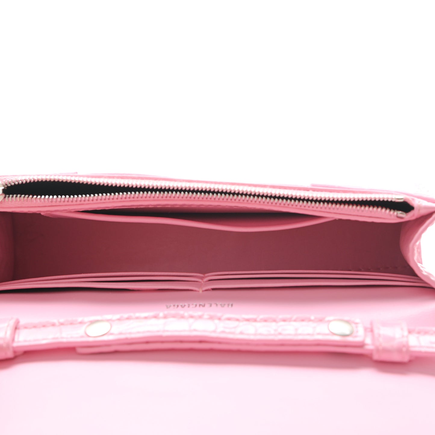 Shiny Calfskin Crocodile Embossed Hourglass Chain Bag Candy Pink