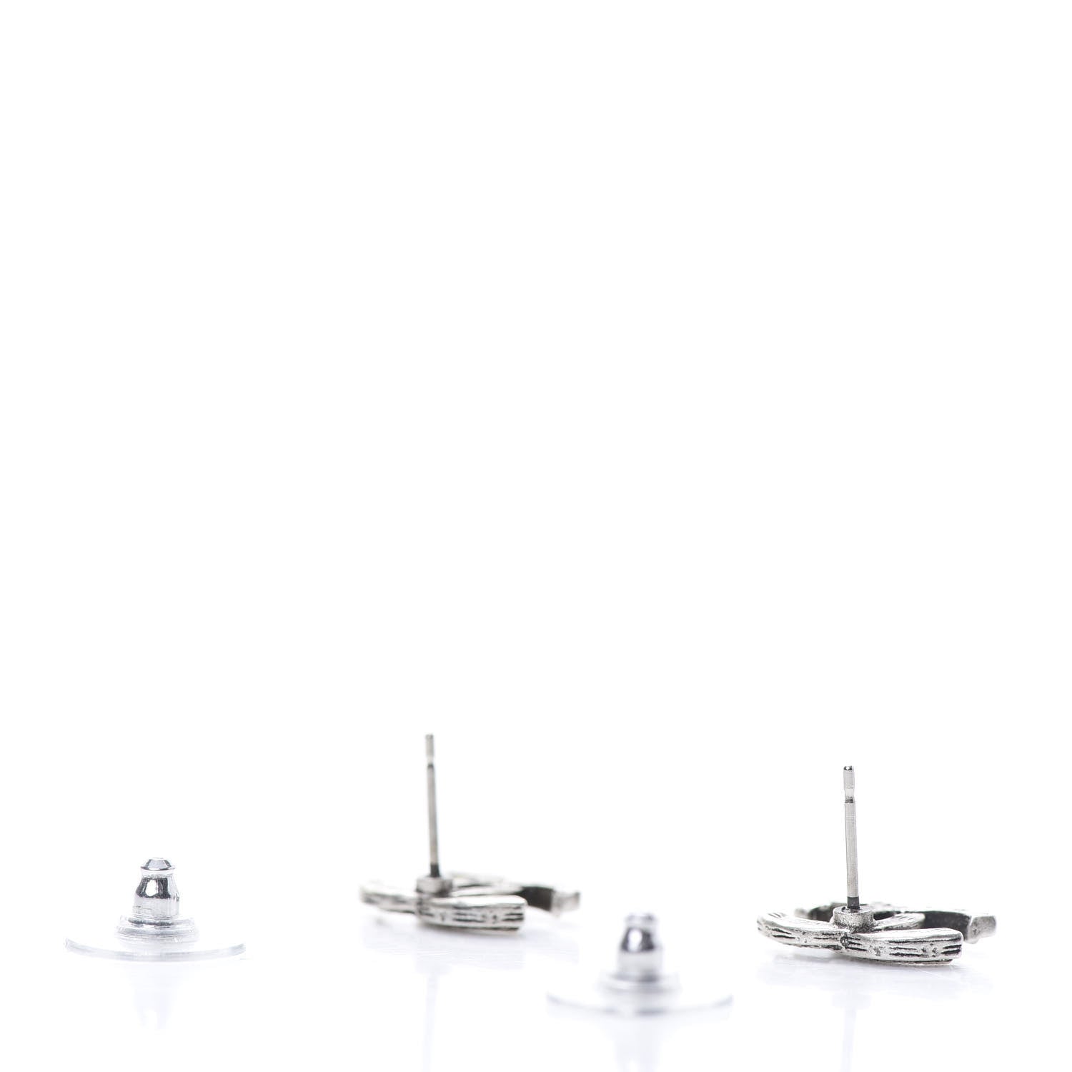 Chanel Crystal Timeless CC Earrings Silver 3 of 5