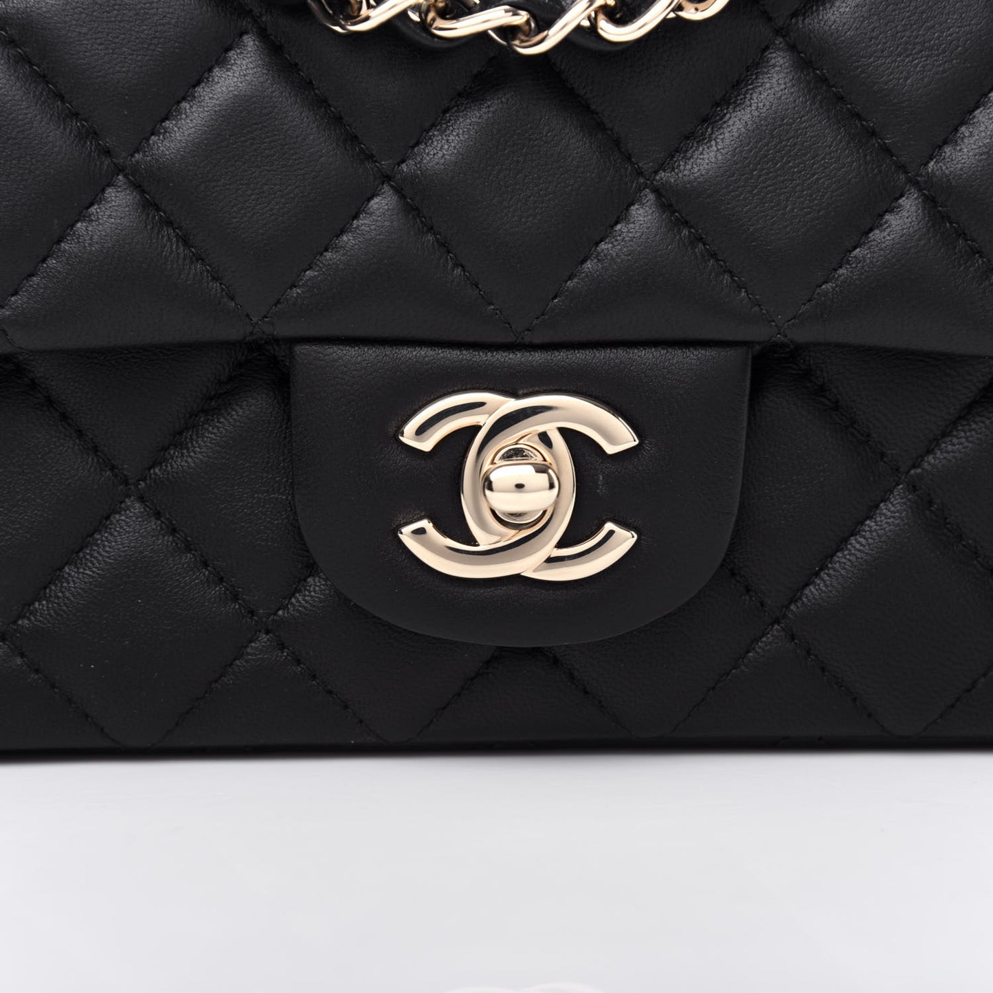 Lambskin Quilted Mini Rectangular Flap Black