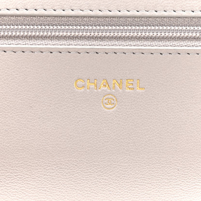 Chanel Lambskin Quilted Chanel 19 Wallet On Chain WOC Light Grey 7 of 12