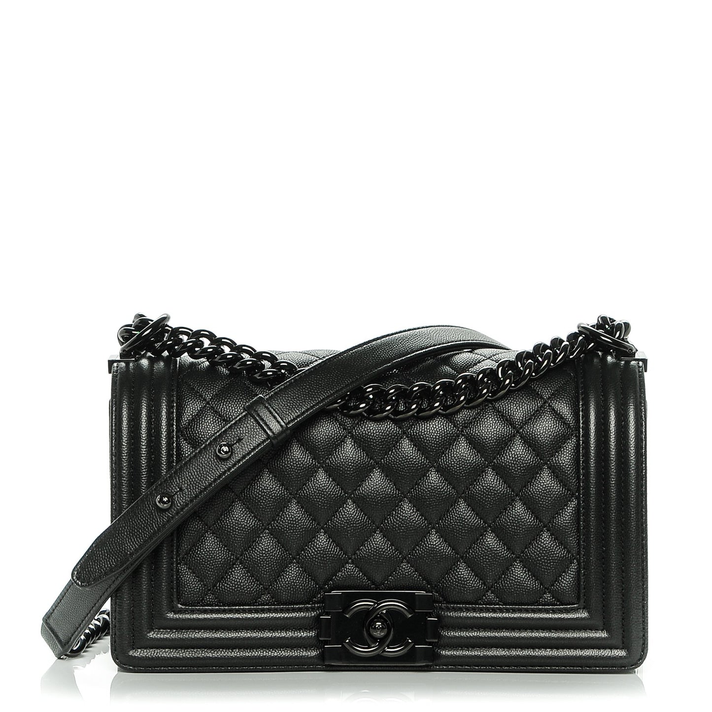 Caviar Quilted Medium Boy Flap So Black