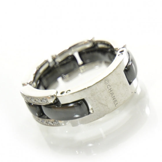 Chanel 18k White Gold Diamond Ceramic Ultra Ring Black 52 1 of 1