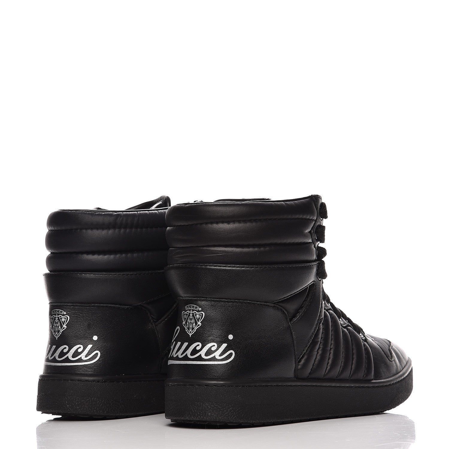 Gucci Nylon Calfskin Mens High Top Sneakers 8.5 Black 3 of 11