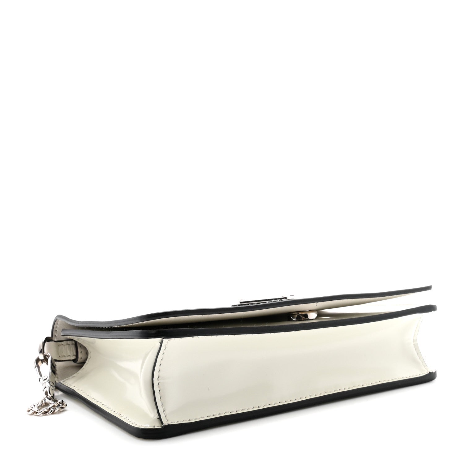 Prada Spazzolato Flap Slide Chain Shoulder Bag Argento White 4 of 9