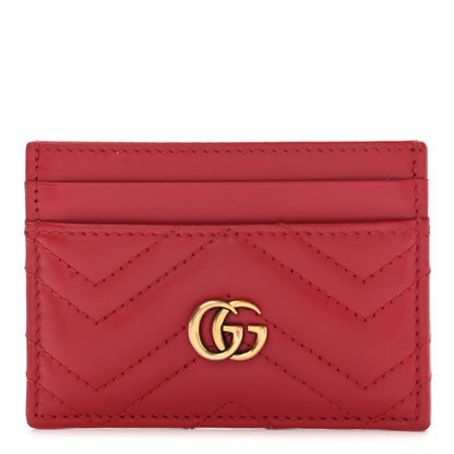 Gucci Calfskin Matelasse GG Marmont Card Holder Hibiscus Red 1 of 10