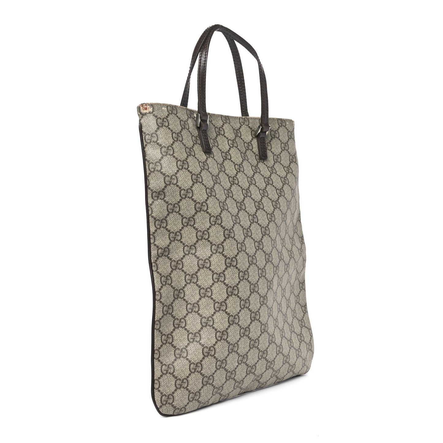 GG Plus Monogram Flat Vertical Tote Dark Brown