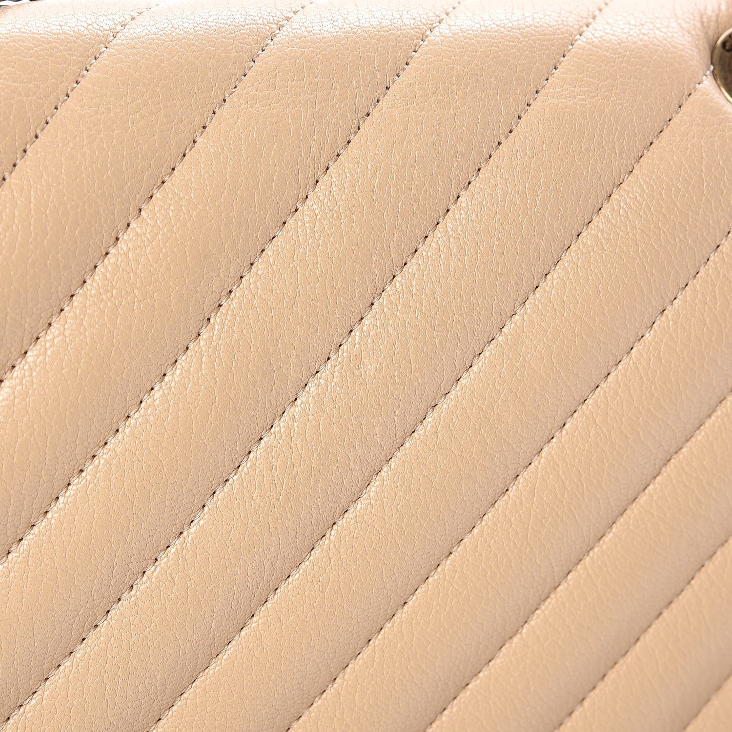 Chanel Shiny Goatskin Diagonal Quilted Small Flap Beige 8 of 8
